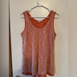 Anthropologie Coral Lace Overlay Tank Top size M
